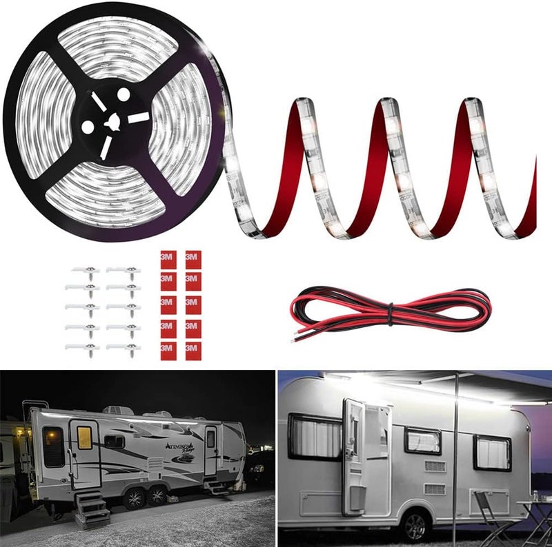 Vbakor RV Awning Led Lights,12V 13FT Camper Awning Lights for Camper Motorhome Travel Trailer Concession Stands Food Trucks, Waterproof RV Exterior Underglow Light Strip for Party BBQ - Image 1